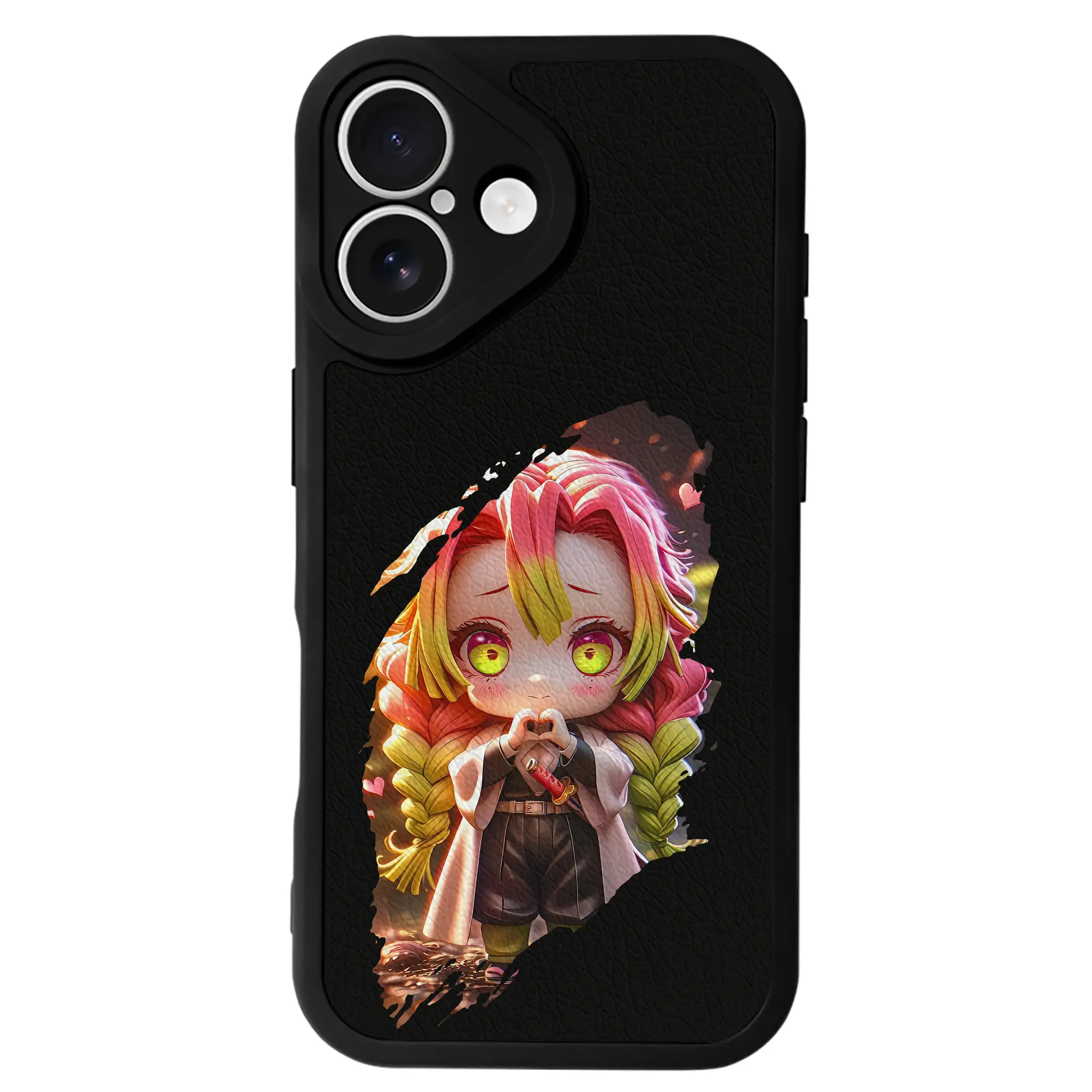 鬼滅の刃 グッズ,甘露寺 蜜璃 - IPhone 16シリーズ対応 ・ シリコンスマホケース ・ レザー調 ・ 高精度フィット ・ 耐衝撃 ・ ワイヤレス充電対応 ・ 精密カット